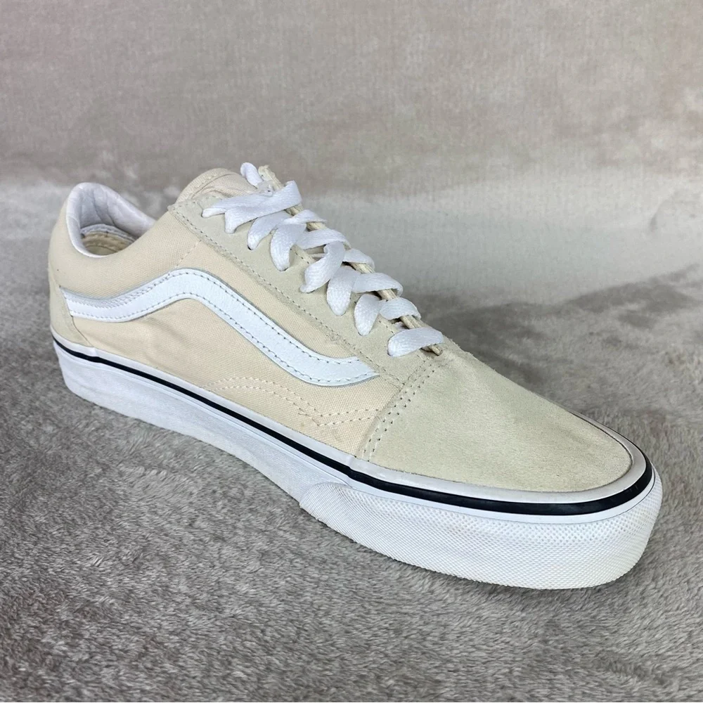 Vans Old Skool Shoes‎ Men 6.5 Women 8 Off White Suede Skate Sneakers NEW